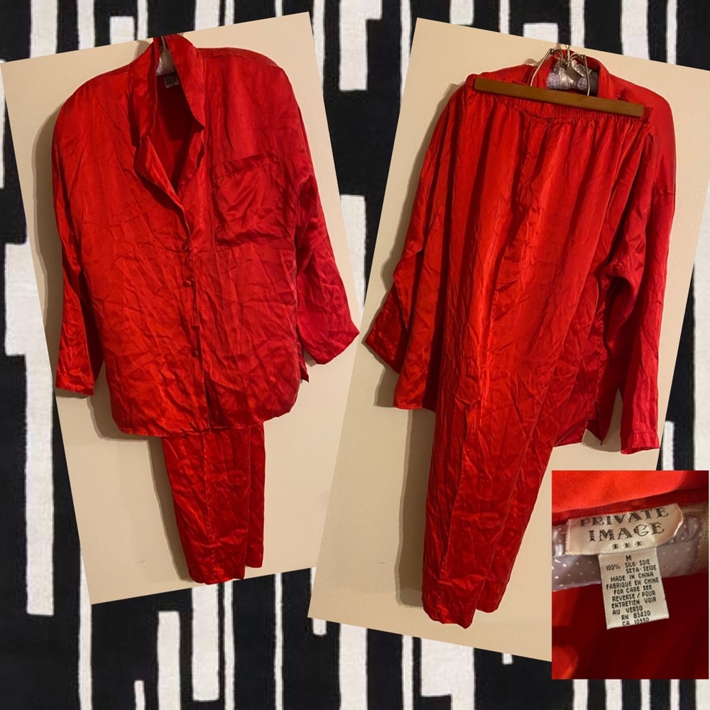 Rad 80’s Red 100% Silk Pajamas